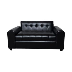 Sofa Dos Cuerpos Brazos Redondos Ecocuero Negro