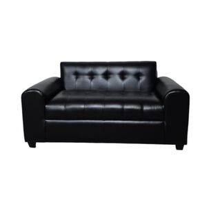 Sofa Dos Cuerpos Brazos Redondos Ecocuero Negro