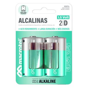 Pack 2 Pilas Alcalina D Macrotel