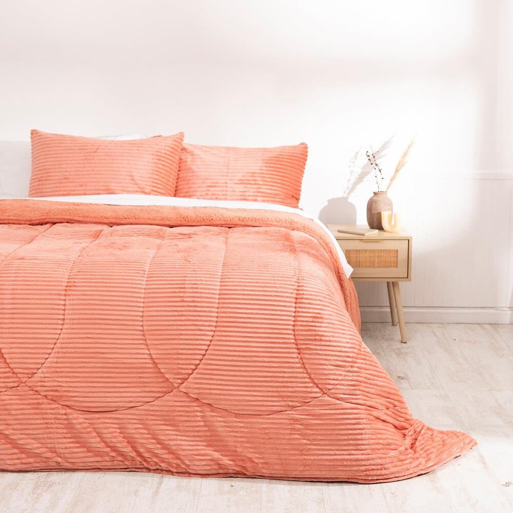 Plumon Corduroy Coral Sherpa 2 Plazas Coral image number 0.0