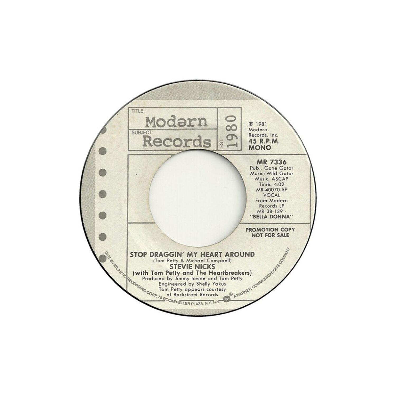Stevie Nicks - Stop Draggin' My Heart Around | 7" Single Vinilo Usado image number 0.0