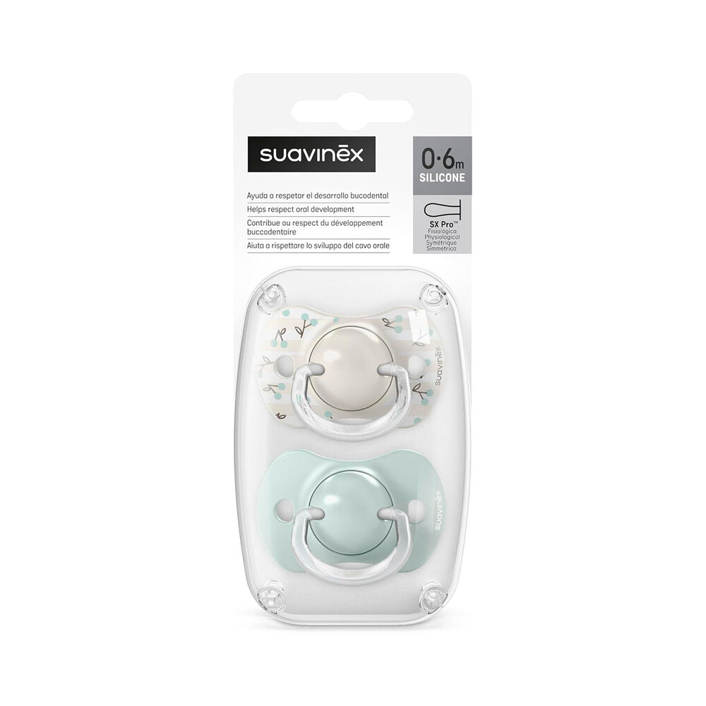 Chupete Sx Pro Fisiol&oacute;gico Silicona 0/6m 2u Birdies Verde image number 1.0
