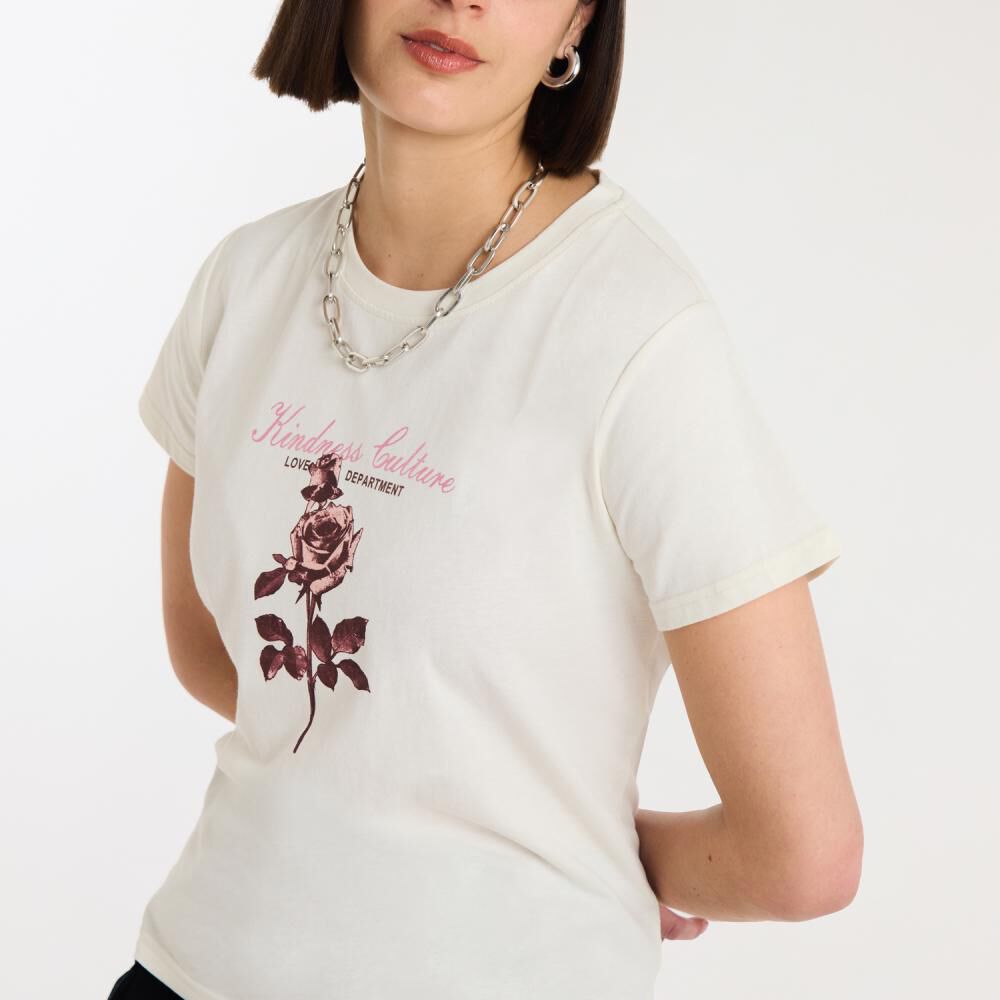 Polera Print Rosas Manga Corta Cuello Redondo Mujer Rolly Go image number 4.0