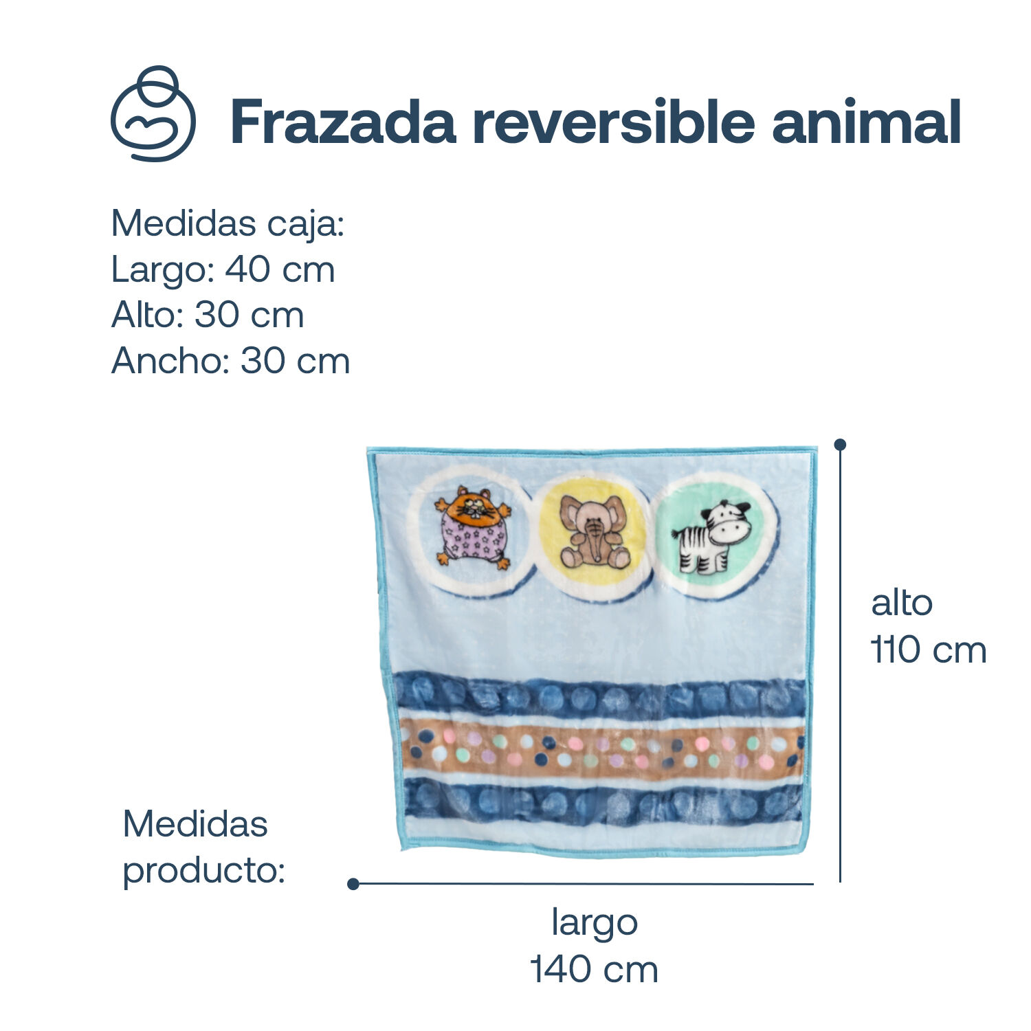 Frazada Reversible Animal Celeste Bebesit image number 5.0