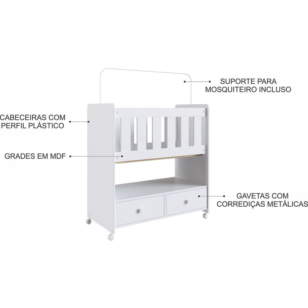 Mini Cuna Yardas Huelva Blanco C/colch&oacute;n image number 3.0