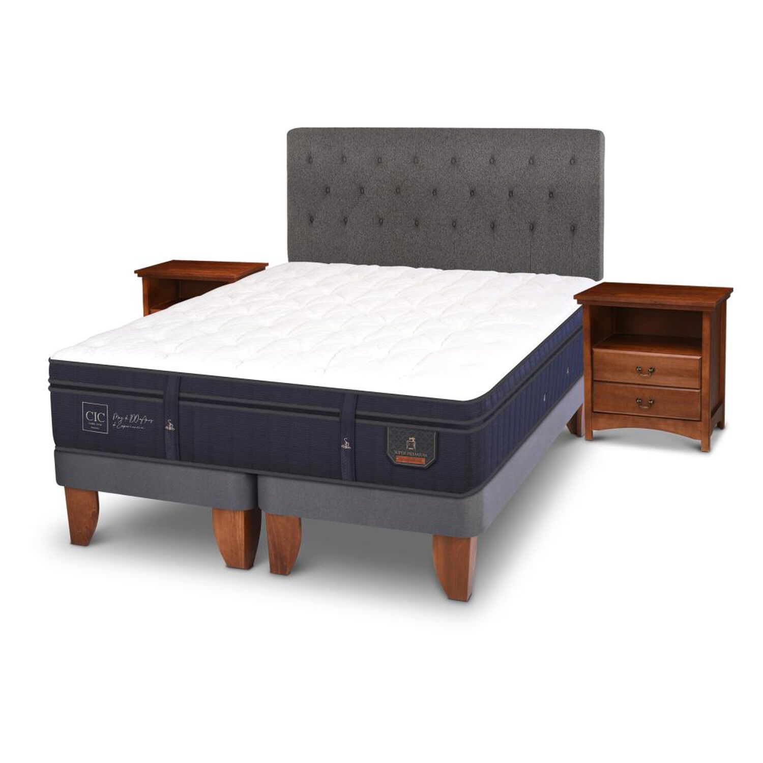 Cama Europea Cic Super Premium / King / Base Dividida + Set De Maderas image number 3.0