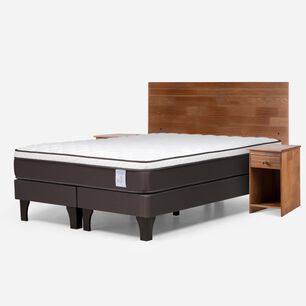 Cama Europea Rosen New Style 4 Plus / 2 Plazas / Base Dividida + Set De Maderas Tabor Caramelo
