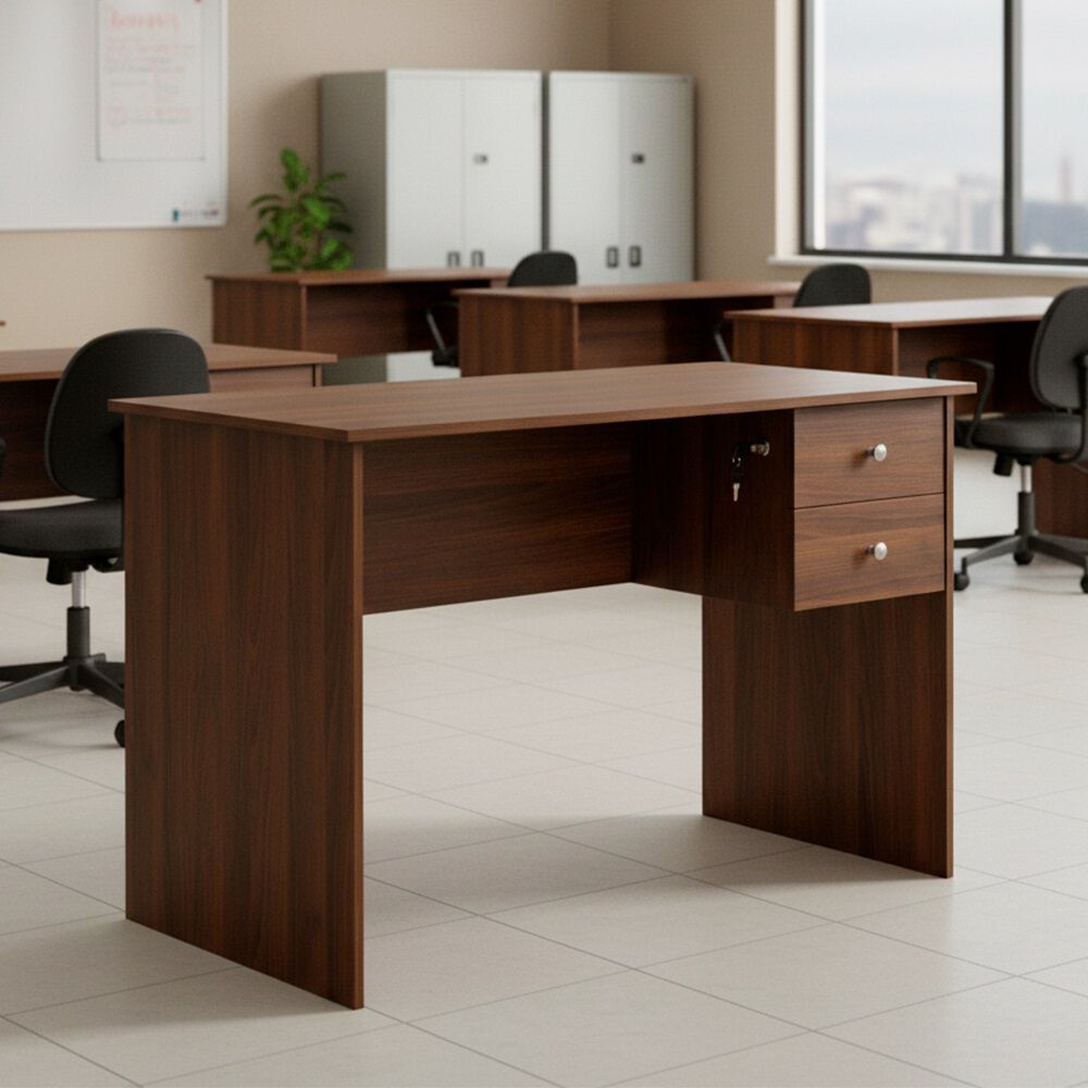 Escritorio 2 Cajones Con Llave Nogal image number 1.0