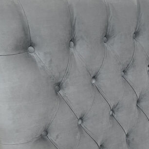 Respaldo De Cama Capiton&eacute; Premium Felpa Gris Plata 2 Plazas