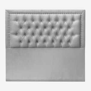 Respaldo De Cama Capitoné Frame Tachas Felpa Gris Plata Queen