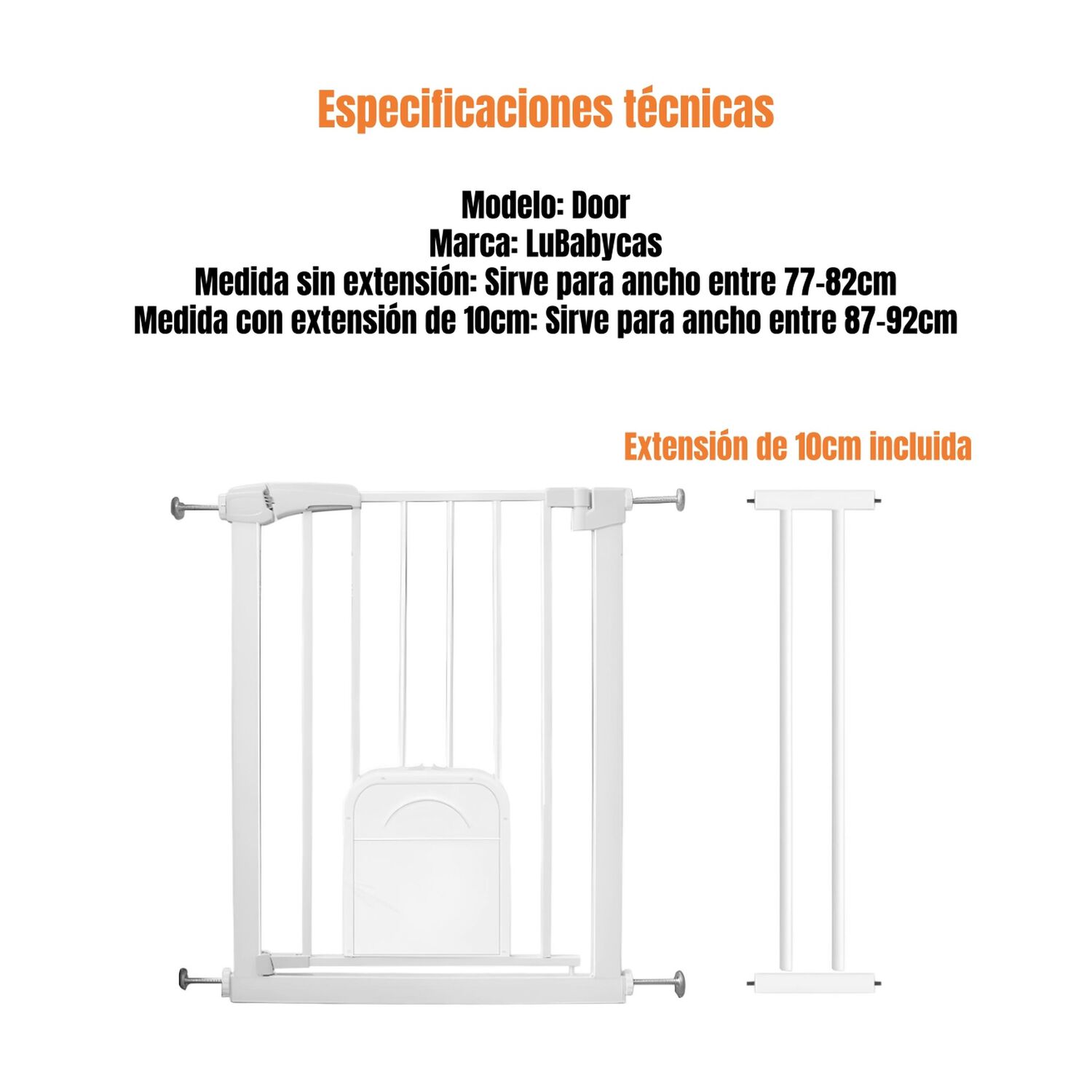 Puerta Seguridad Beb&eacute; Puertita Mascota 77-92cm Lubabycas image number 15.0