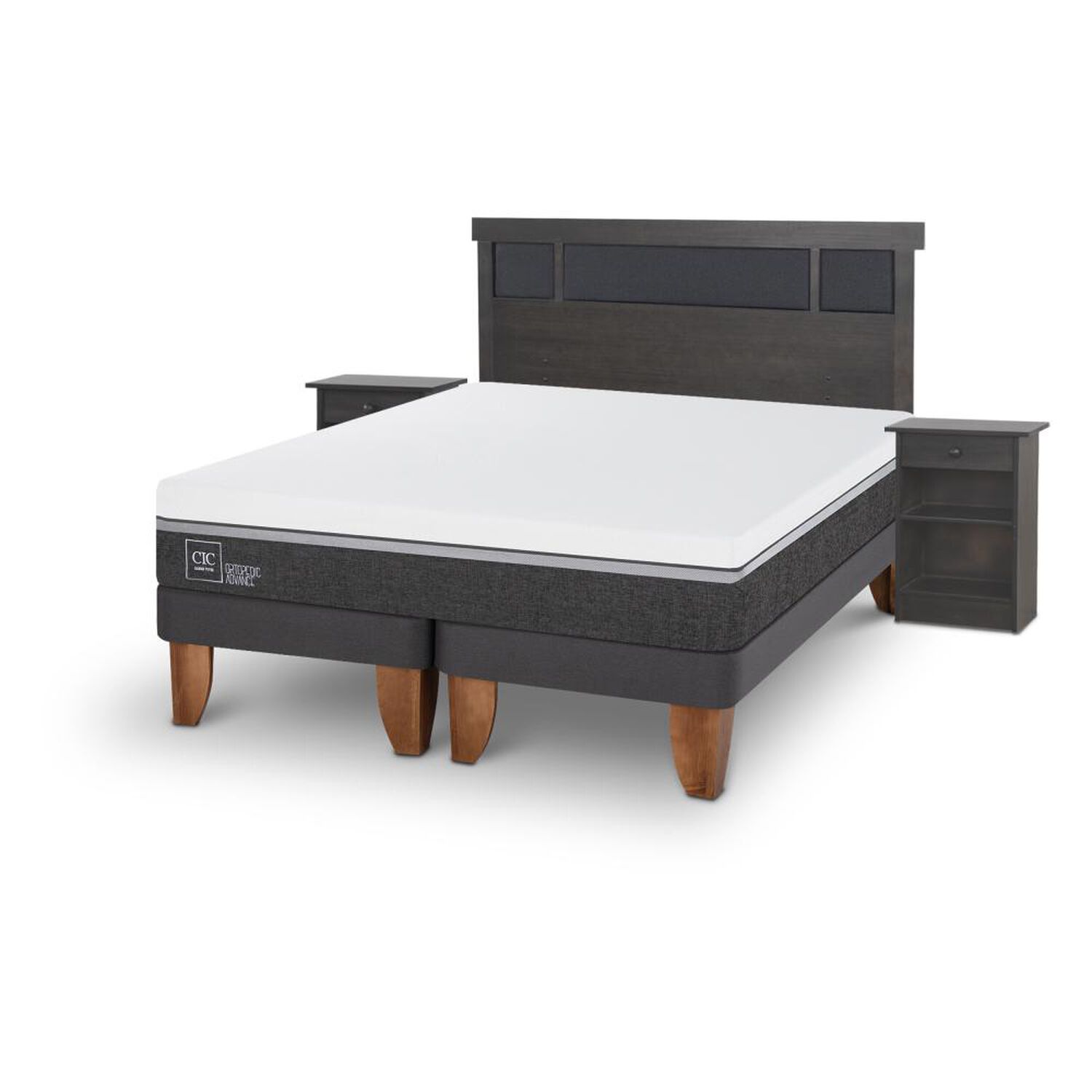 Cama Europea Cic Ortopedic Advance / 2 Plazas / Base Dividida + Set De Maderas image number 2.0