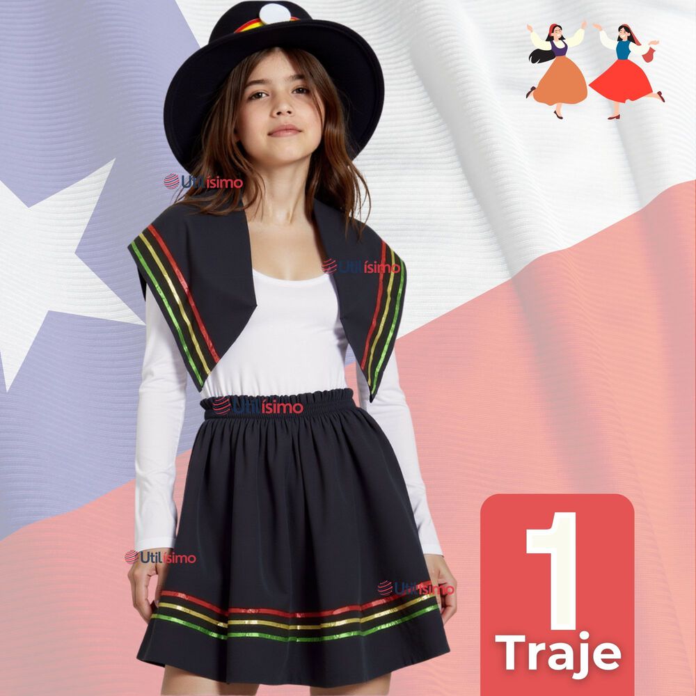Traje Nortino Con Polera Fiestas Patrias Baile Nortino Negro image number 0.0