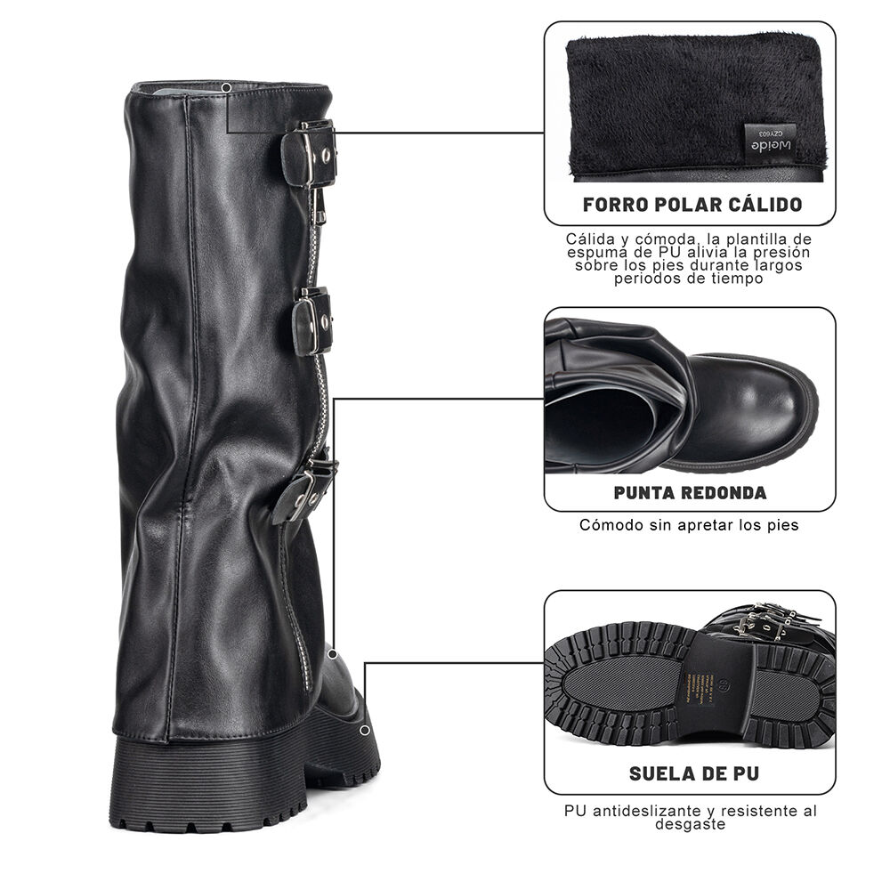 Botas Largas Casual Negro De Moda Mujer Weide Rq80 image number 7.0