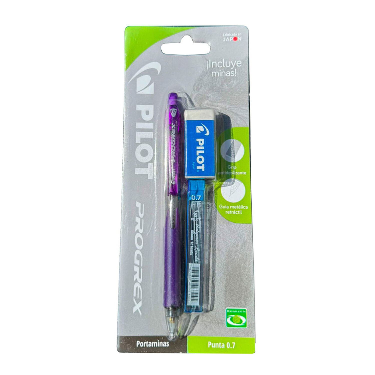 Portaminas Progrex Violeta +minas 0.7mm + Borrador Pilot image number 0.0