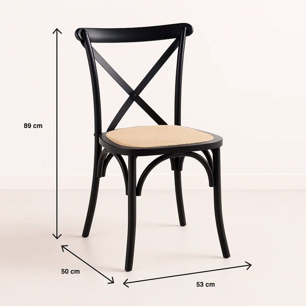 Silla Crossback Madera Rattan Negra image number 3.0
