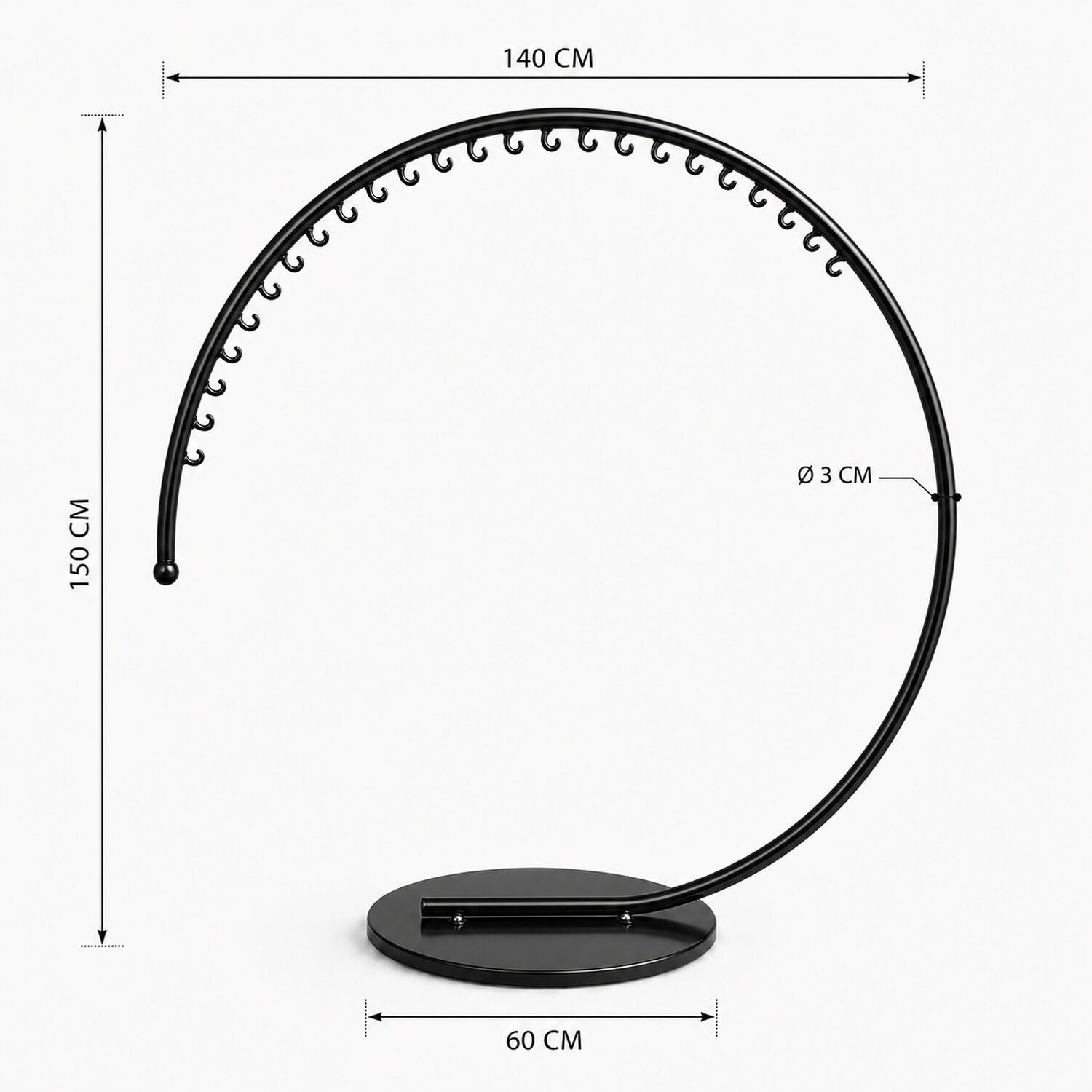 Perchero Colgador Exhibidor Circular Metalico Con 30 Ganchos Color Negro image number 6.0