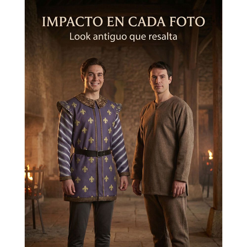 Disfraz Pr&iacute;ncipe Medieval Adulto Con T&uacute;nica, Pantal&oacute;n Y Cintur&oacute;n Cosplay Edad Media Halloween image number 1.0