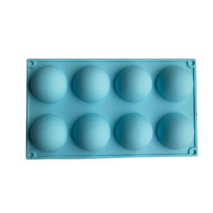 Molde De Silicona Con 8 Medias Esferas Azul Para Chocolate
