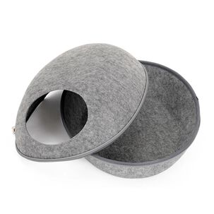Cama Saco Para Dormir Circular Gris Perros Gatos Mascotas