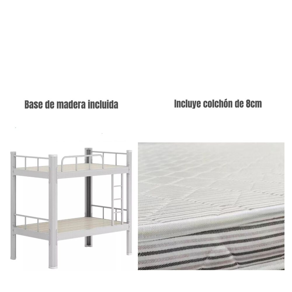 Camarote Met&aacute;lico 1 Plaza Con Colch&oacute;n 190x90x180cm By Lubabycas image number 2.0