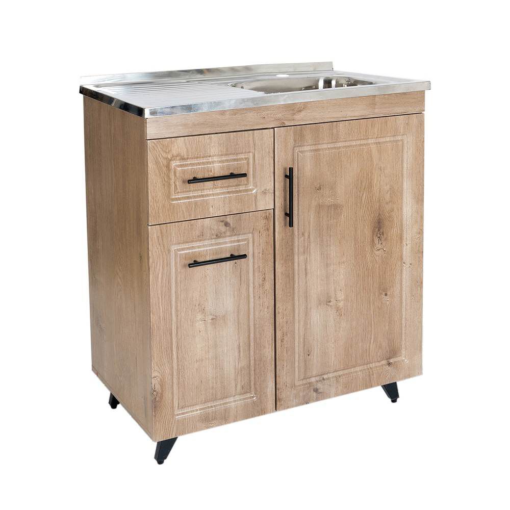 Kit Mueble Lavaplatos Wood Izquierdo Domsa (incluye Desagüe Con Sifón) 80x50x90cm image number 2.0