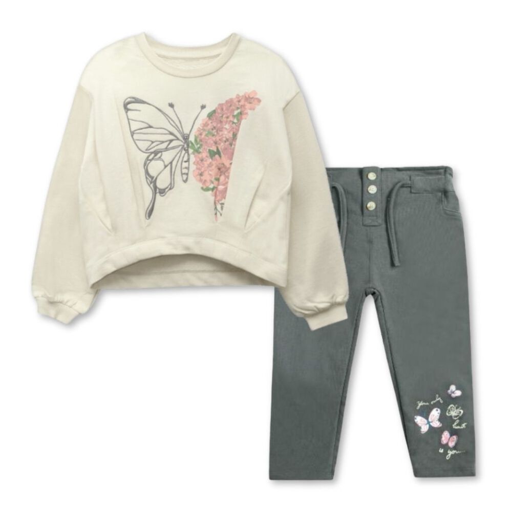 Set 2 Piezas Conjunto Buzo Poleron Ni&ntilde;a De 2 A 5 A&ntilde;os 100% Algod&oacute;n Queen Butterfly image number 0.0