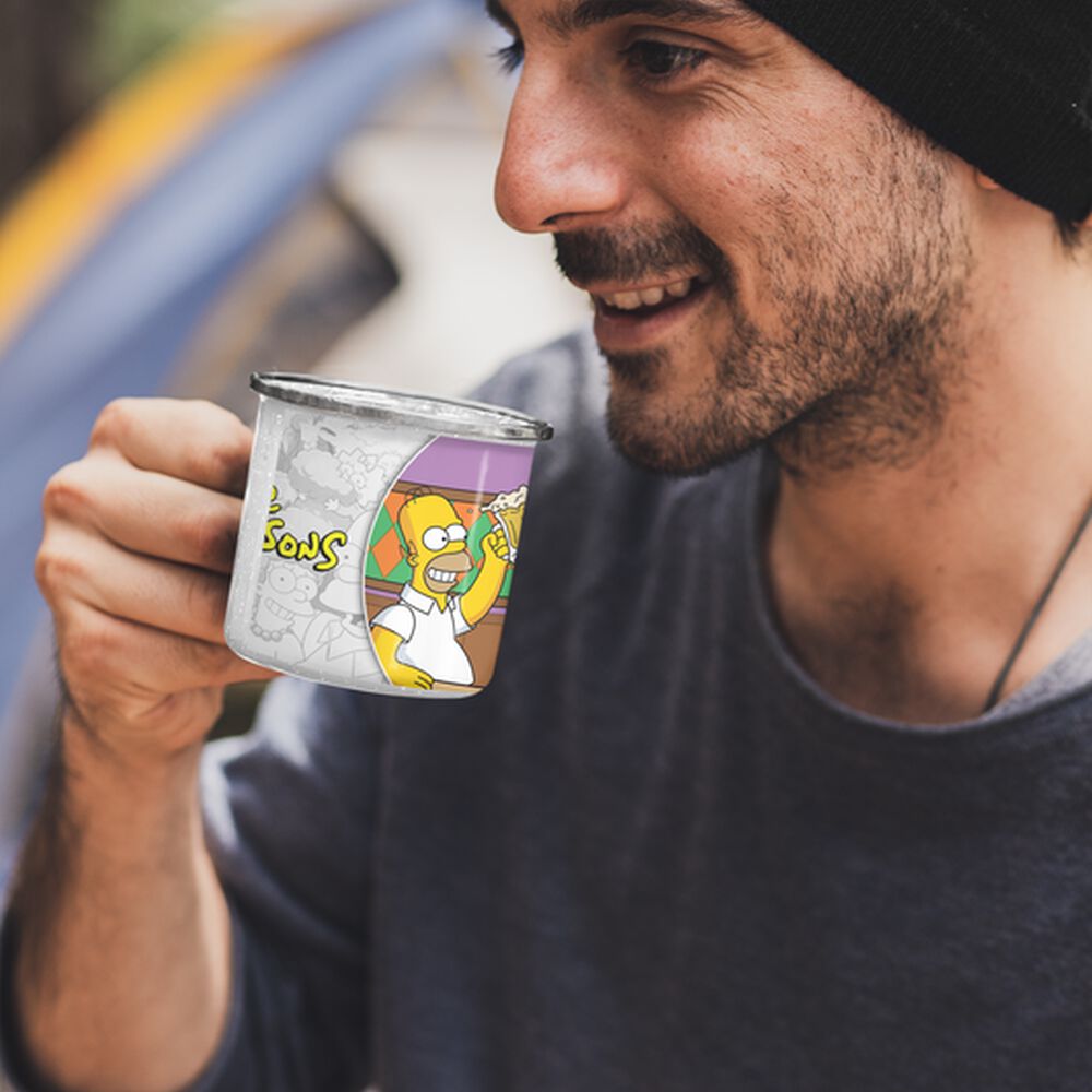 Taza Enlozada Lechera Homero Y Bender Bebiendo Cerveza image number 1.0