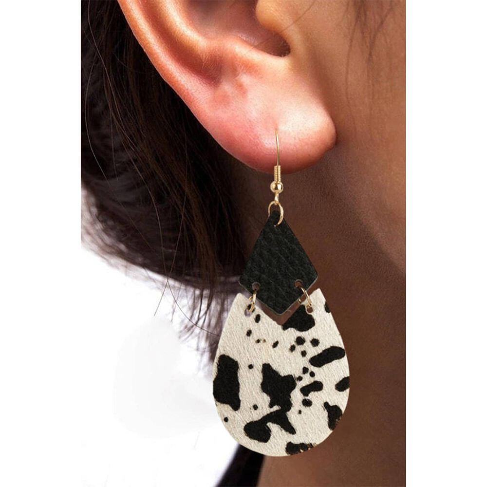 Aros Pu Cuero De Vaca Forma De Gota Gloriahoon image number 2.0