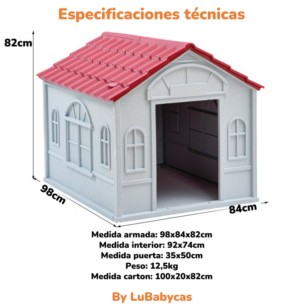 Casa De Perro Mascota Exterior Grande 98cm Roja By Lubabycas image number 6.0