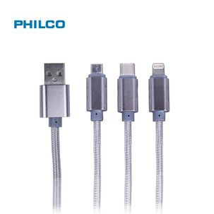 Cable Carga Rapida 3 En 1 Philco Micro Usb+usb-c+lighting