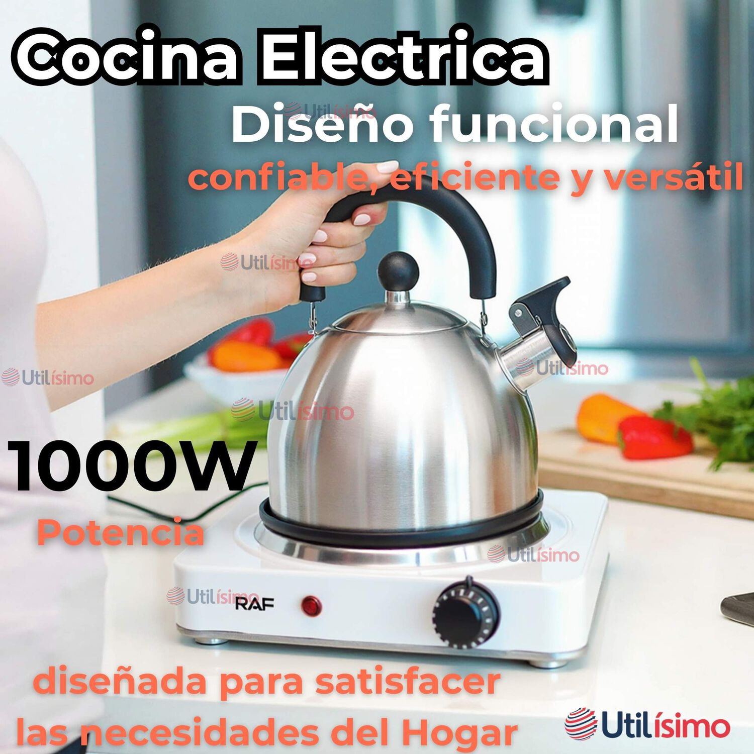 Cocina El&eacute;ctrica Port&aacute;til 1 Plato 1000w De Potencia Blanco image number 1.0