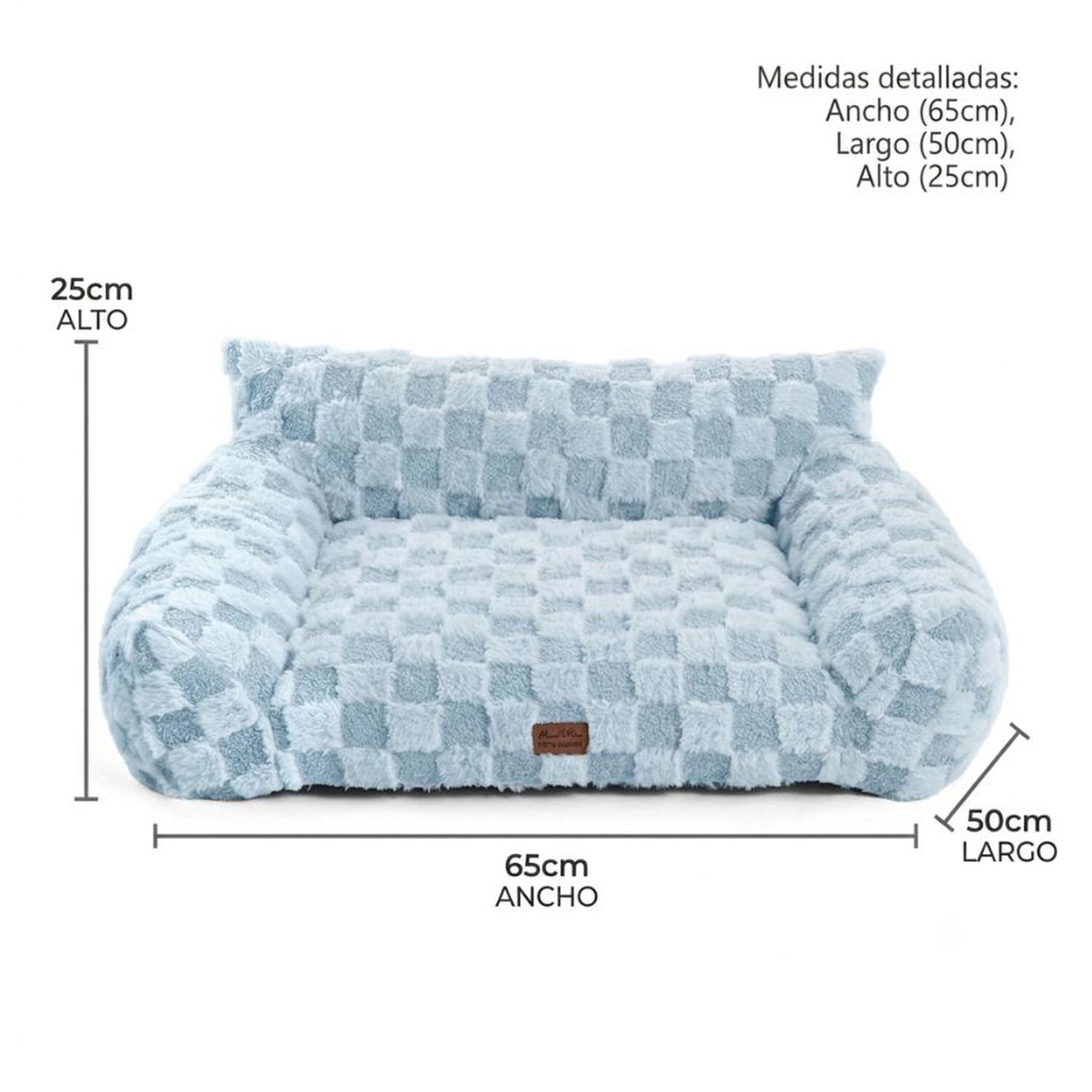 Cama Sof&aacute; Para Perros Y Gatos Dise&ntilde;o Cuadros Azul Lavable Talla S image number 9.0