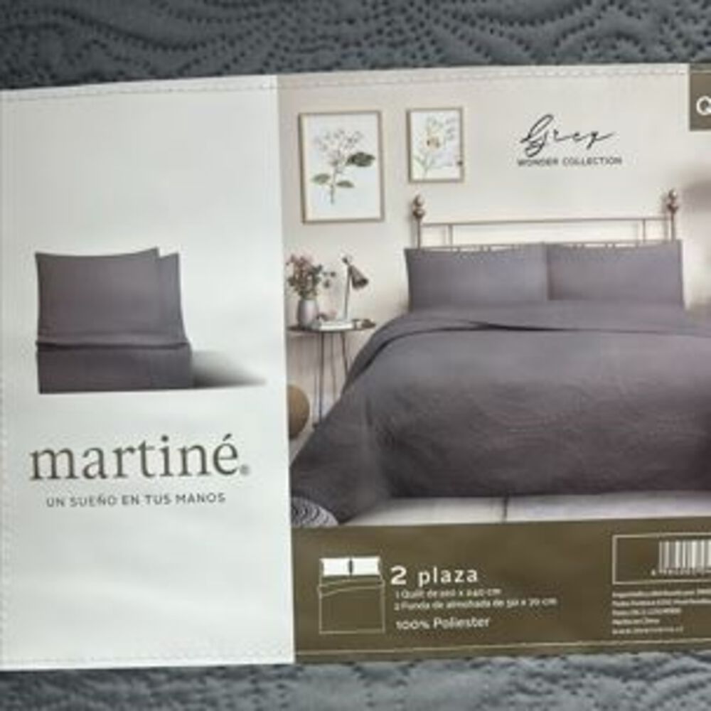 Cubrecama Quilt Reversible 2 Plazas Gris - Wonder Collection Martin&eacute; image number 1.0