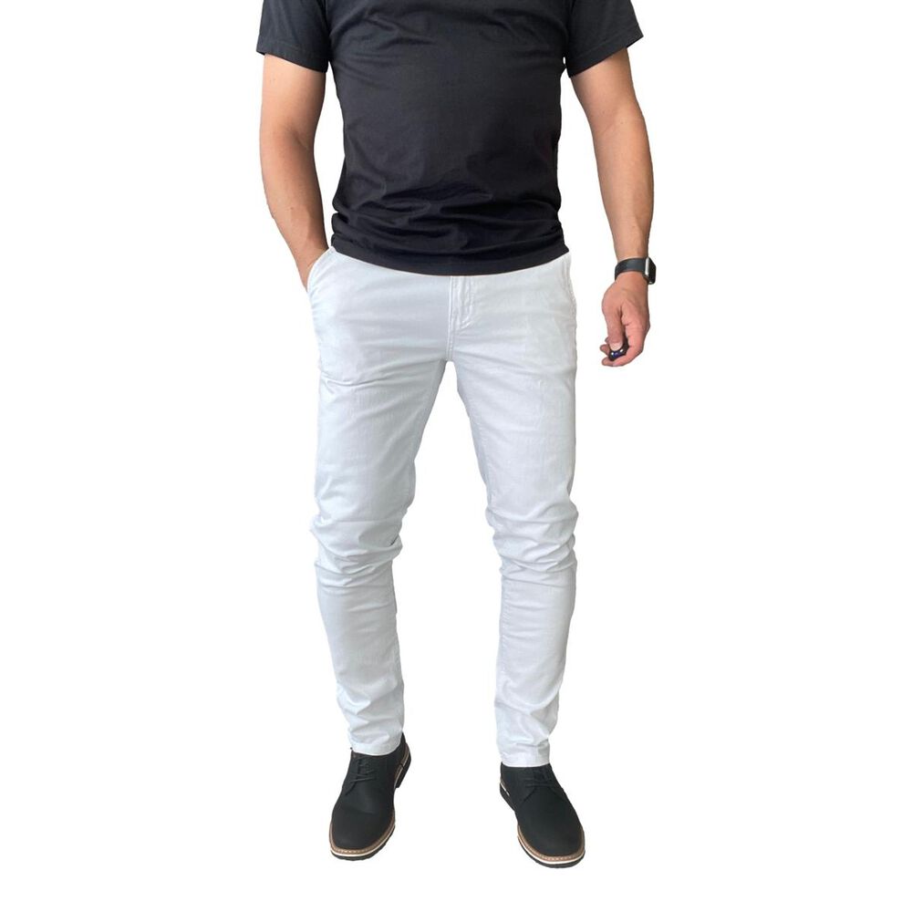Pantal&oacute;n Elasticados Gabardina Blanco Para Hombres image number 7.0
