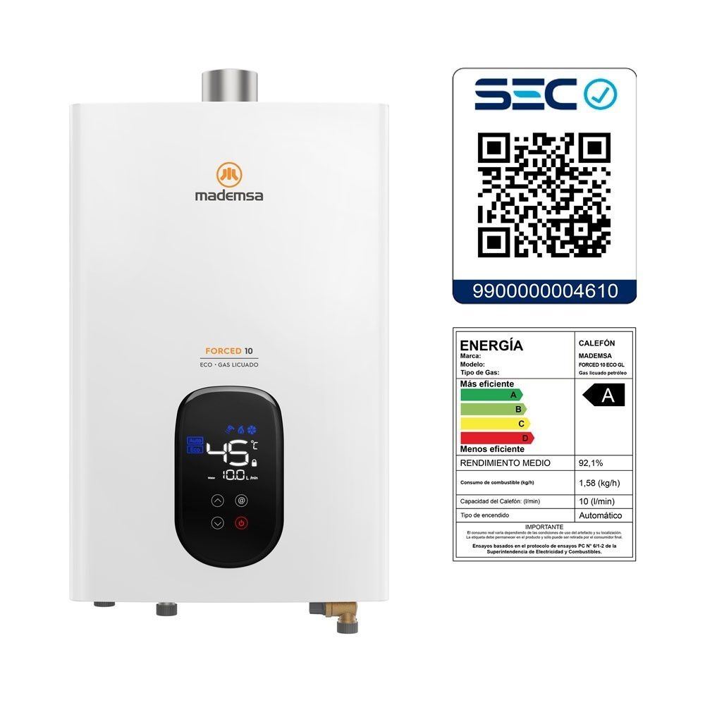 Calefont Gas Licuado 10 Litros Tiro Forzado Forced 10 Eco image number 6.0