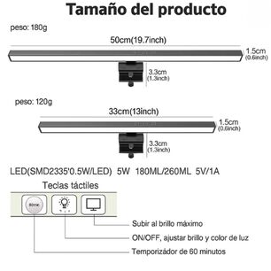 Barra De Luz Para Monitor Pc 55cm Con Retroiluminaci&oacute;n Rgb