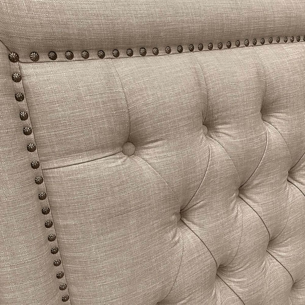 Respaldo De Cama Capitoné Frame Tachas Lino Beige Super King image number 1.0