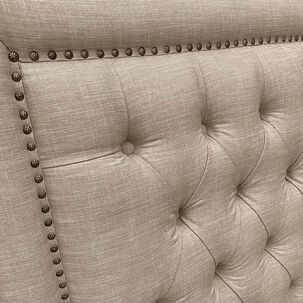 Respaldo De Cama Capitoné Frame Tachas Lino Beige Super King
