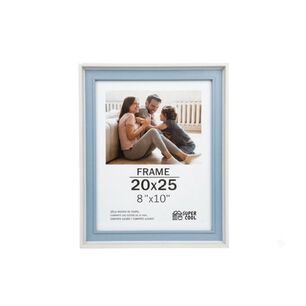 Pack 2 Marco Portarretratos Decoraci&oacute;n Blanco Borde Azul 20x25cm