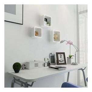 Set 3 Estantes Repisas Flotantes Cuadradas Modernas Blanco