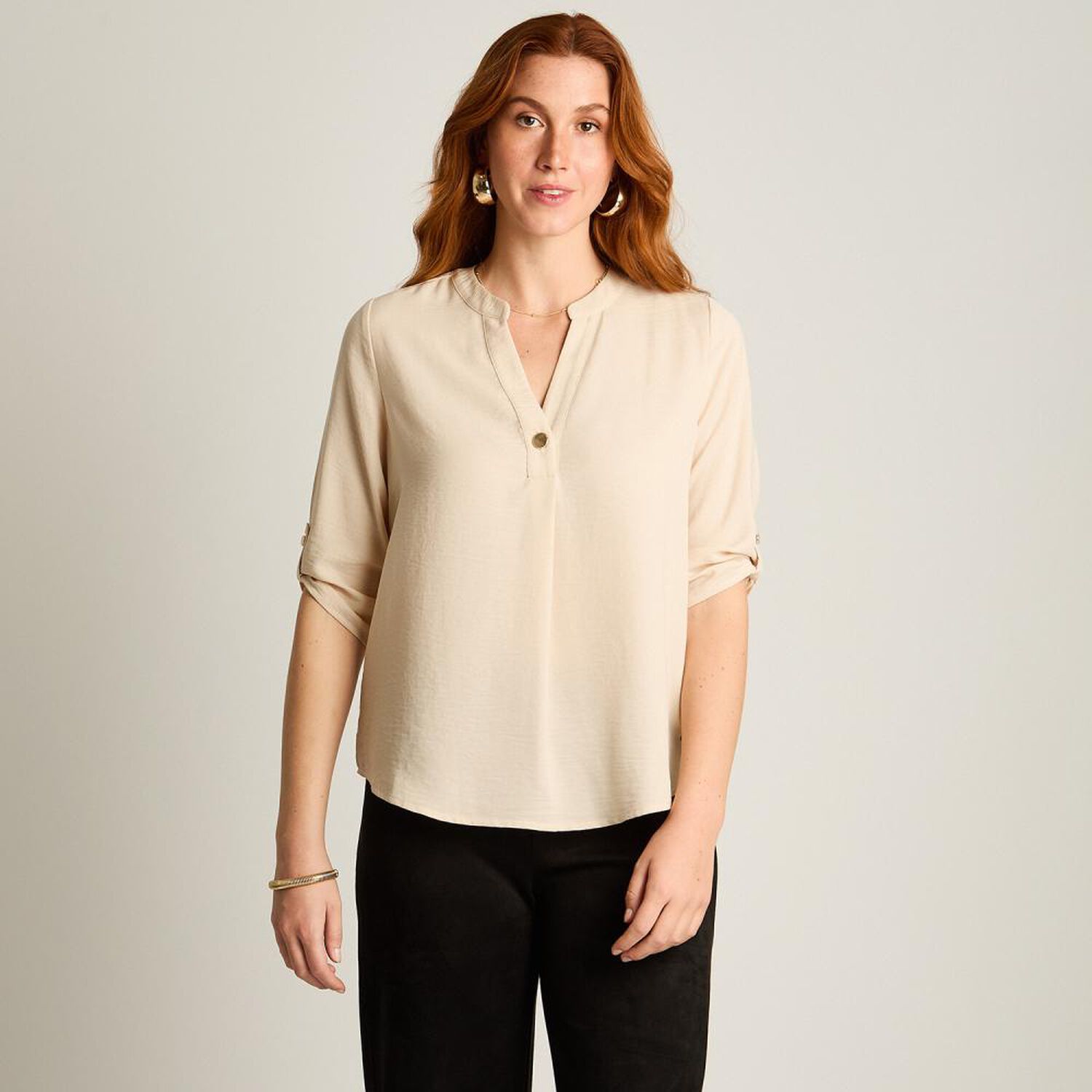 Blusa Manga 3/4 Cuello V Mujer Lorenzo Di Pontti image number 0.0