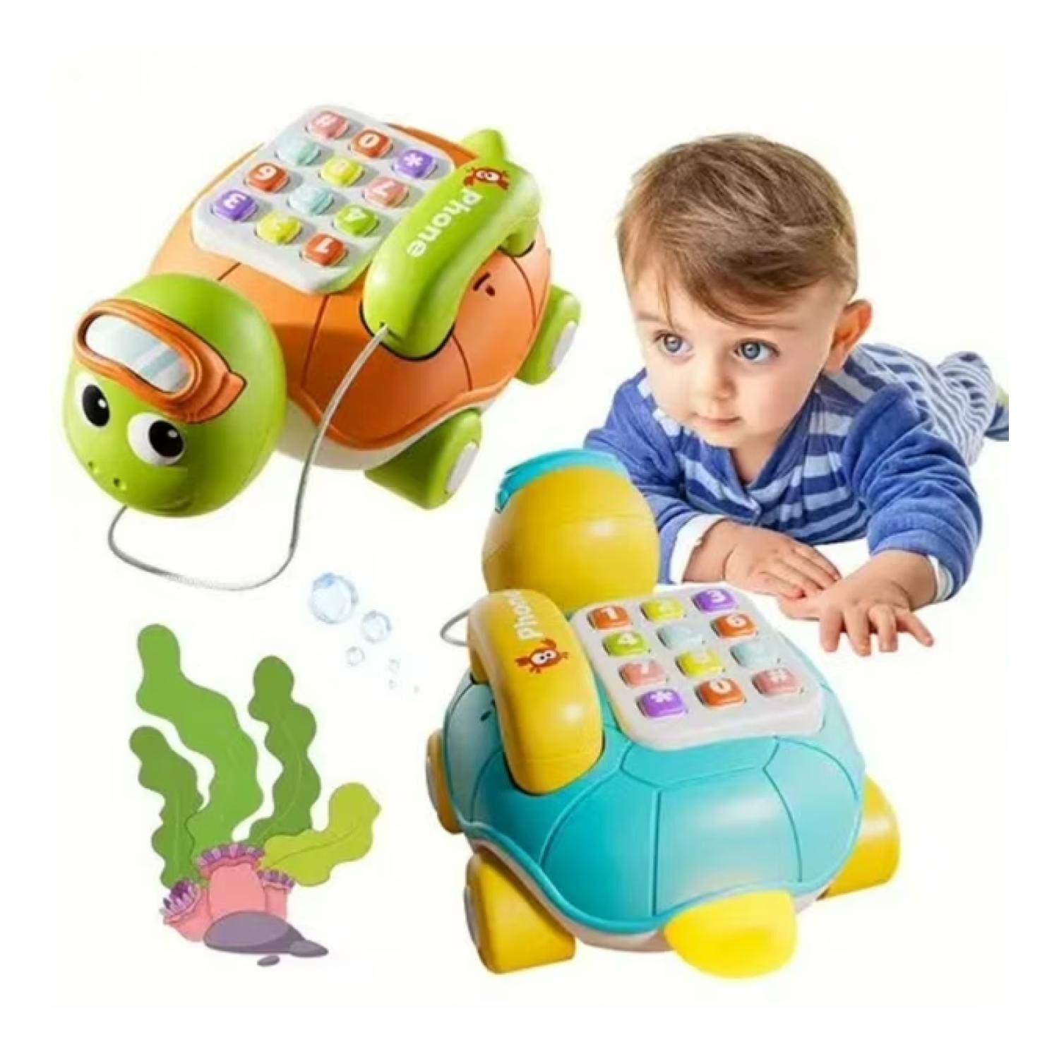 Juguete Telefono Tortuga Interactivo Con Sonidos Infantil image number 1.0