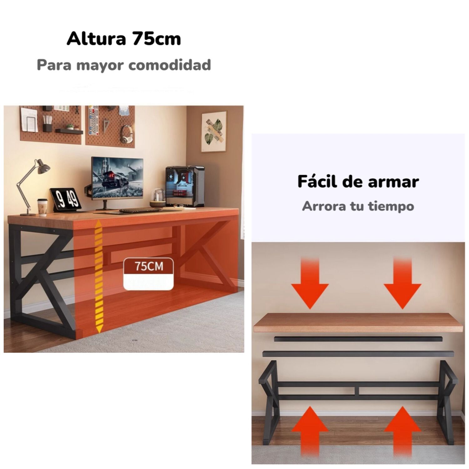 Escritorio De Madera Dise&ntilde;o K Snow 140cm Lubabycas image number 6.0
