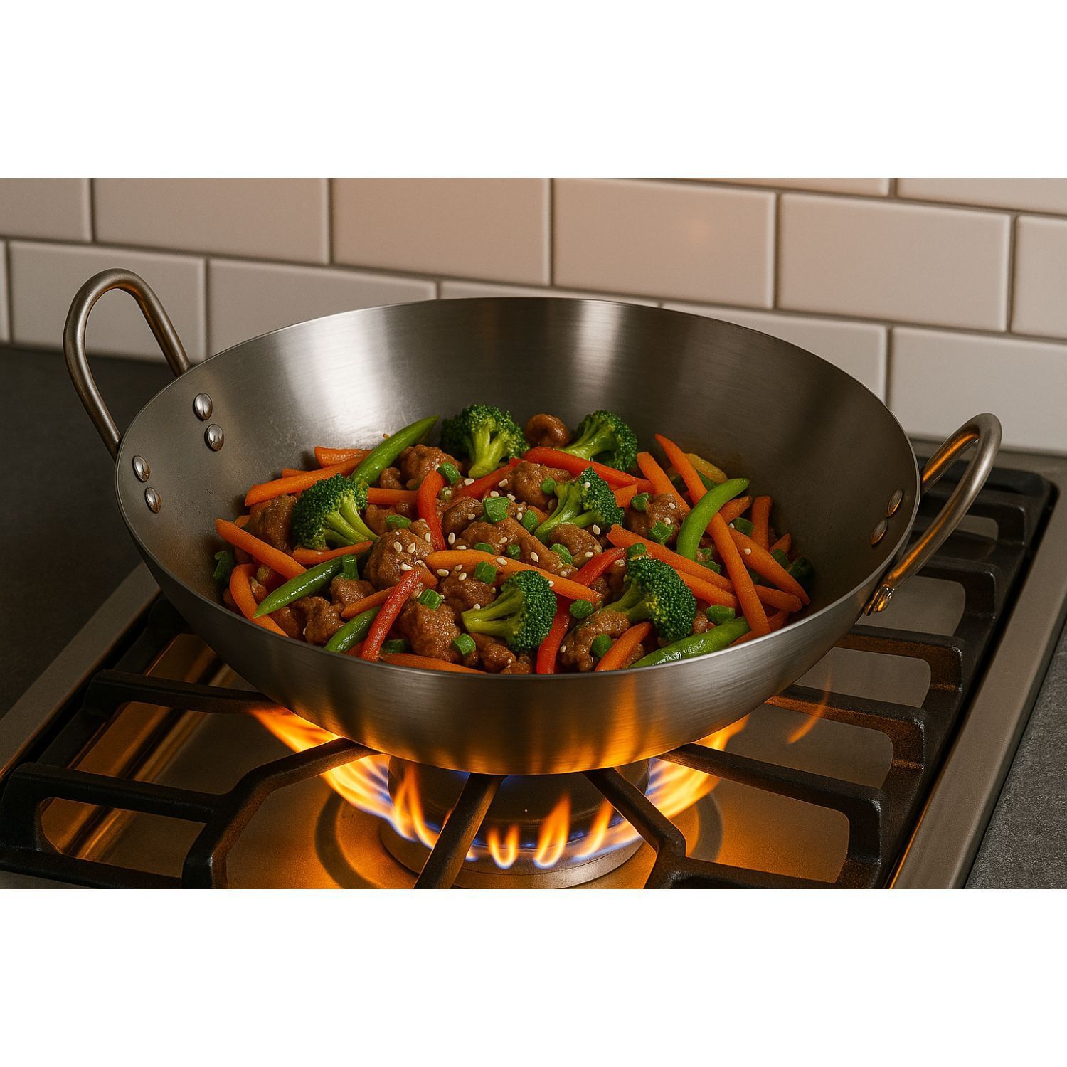 Disco Wok Redondo Acero Profesional 55cm Con Azas De Cocina image number 2.0