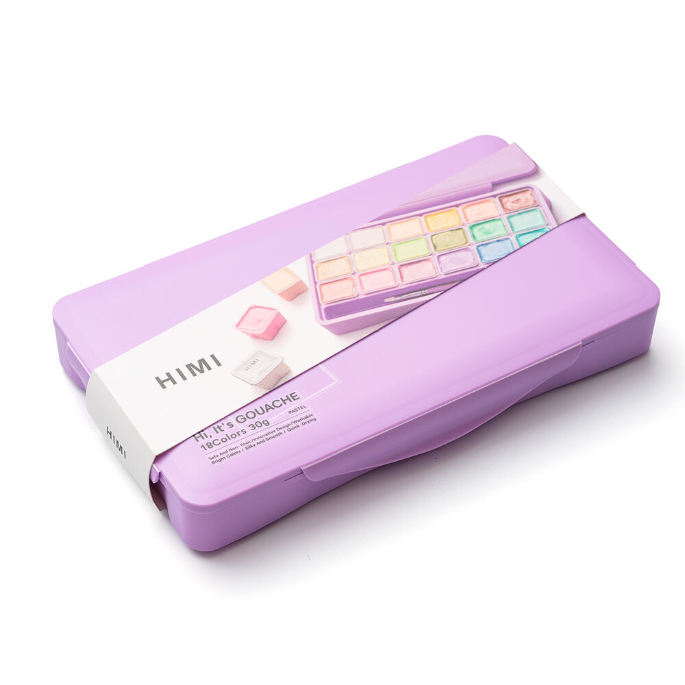 Himi Set Gouache 18 Colores Pastel 12g + 3 Pinceles Morado image number 4.0