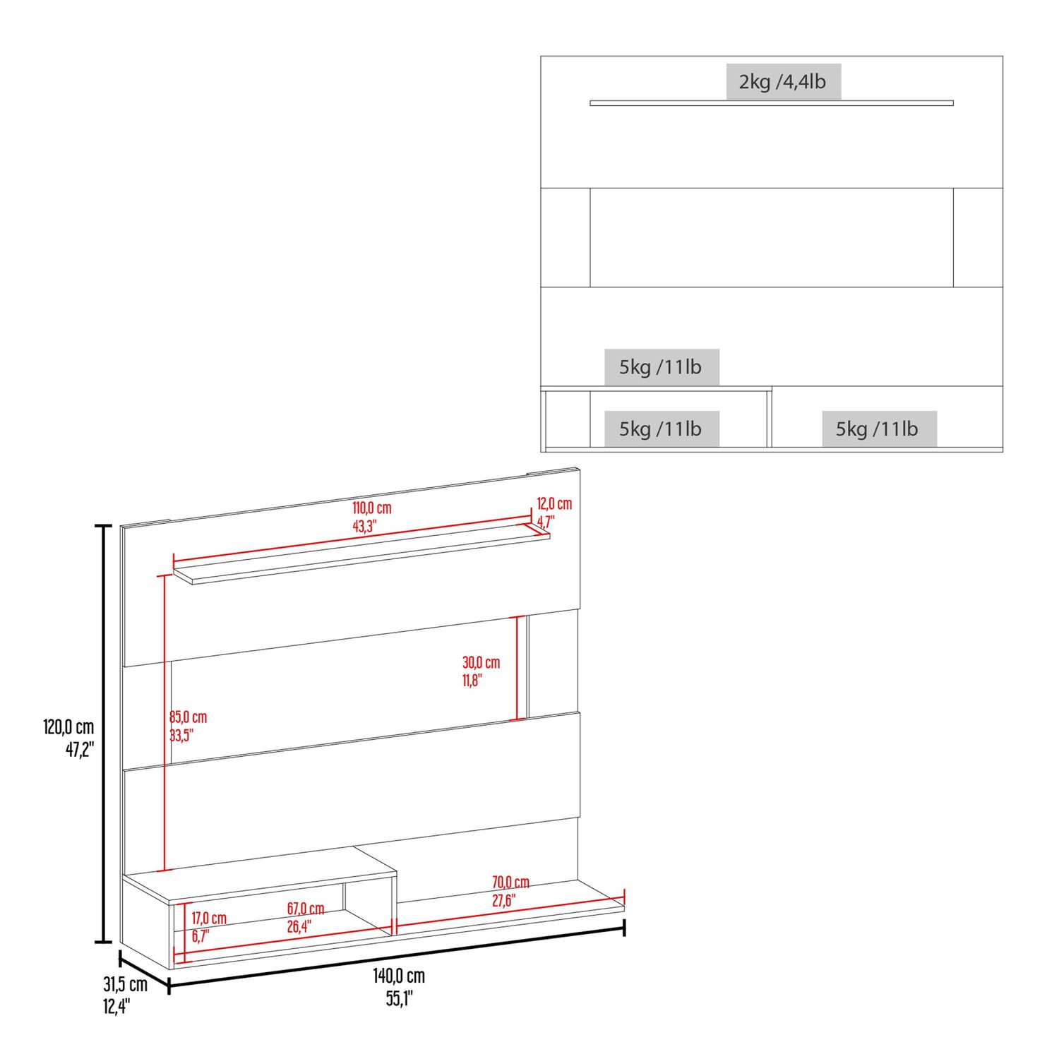 Panel Tv 55" 120x140x31,5 Cm Fm-001 image number 5.0