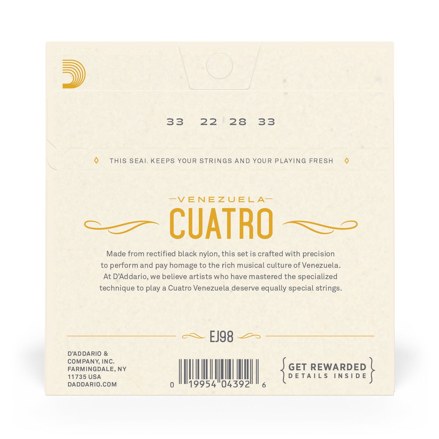 Set De Cuerdas Cuatro Venezolano Ej98 Daddario image number 2.0