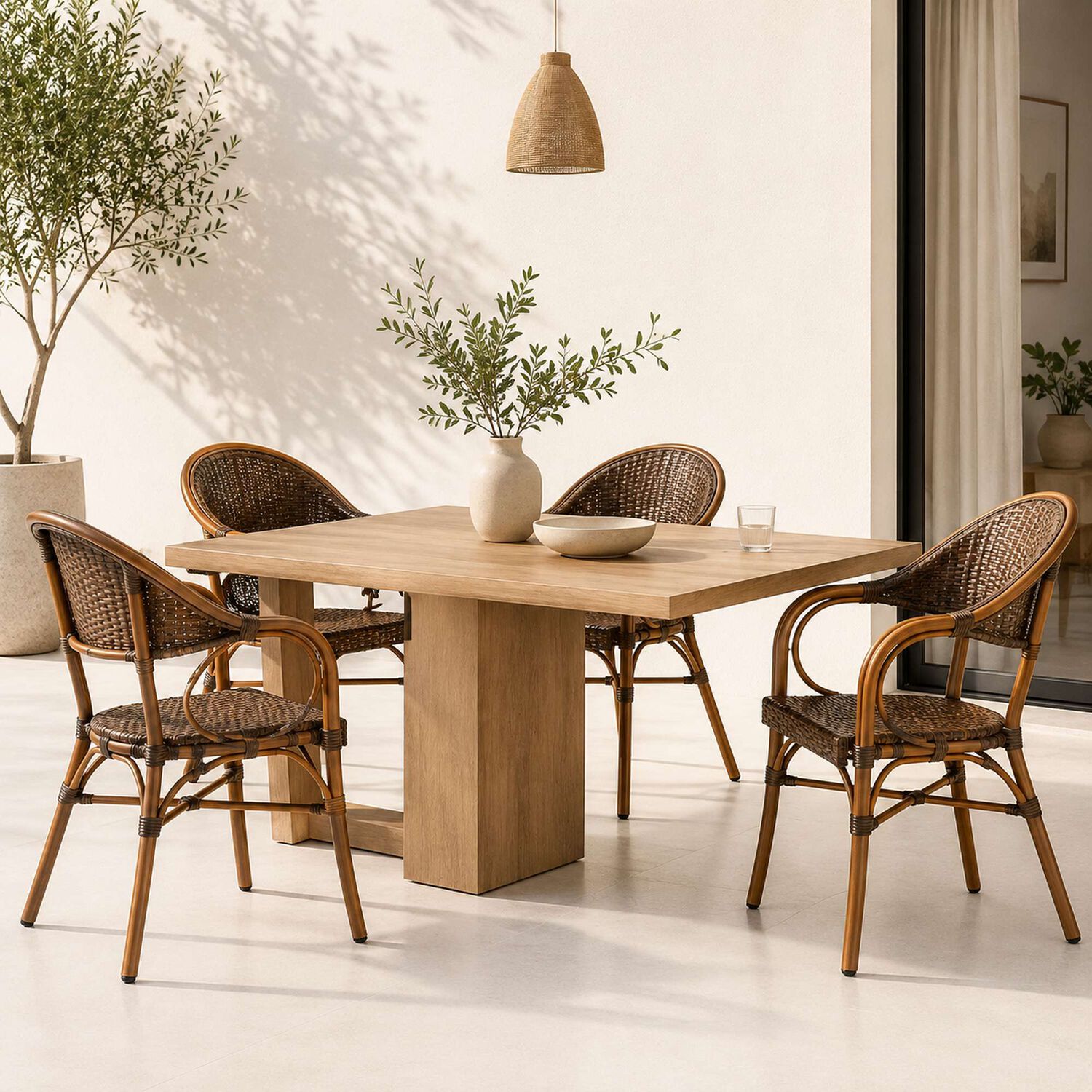 Pack De 4 Sillas Bistro Parisina Rattan Con Reposabrazos Jolie - Caf&eacute; Oscuro image number 1.0