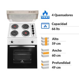 Kit De Cocina Mademsa Horno M 110A + Encimera El&eacute;ctrica 48ED + Campana MXU 160S / 4 Quemadores